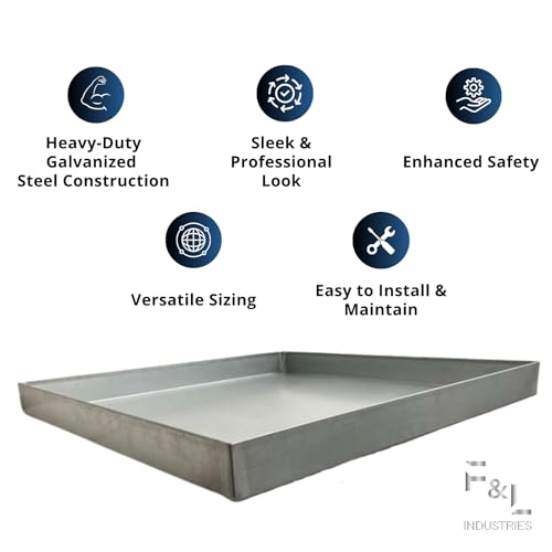 Heavy-Duty Galvanized Steel Drain Pan – Premium, Rust-Resistant HVAC Condensate Pan – Leak-Proof for Maximum Protection – With Hole Option (26"x45"x2") - size: 26"x45"x2"