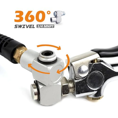22 Pieces Air Compressor Accessories kit, 1/4 inch x 25 ft Recoil Poly Air Compressor Hose Kit, 1/4" NPT Quick Connect Air Fittings, Tire Inflator Gauge, Blow Gun, Swivel Plugs