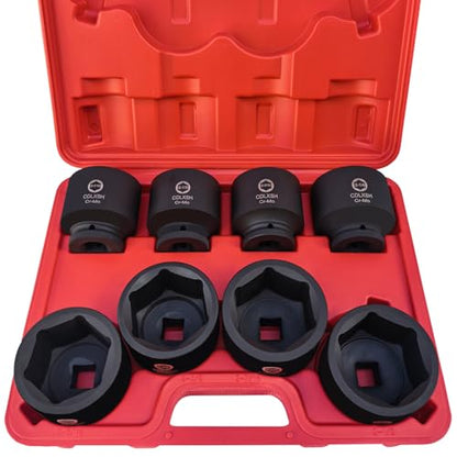 3/4" Drive Impact Socket Set, 8 PCS Heavy Duty Large SAE Socket Set | Standard 6-Point Jumbo SAE Sockets Sizes 2-1/16" to 2-1/2", Cr-Mo Steel, Overall Heat Treatment for Heavy Duty Use - style: zxttgj-3/4-8pcs-SAE