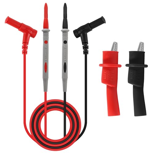 Multimeter Test Leads 1000V 20A CAT III Silicone Leads with Ultra-Sharp Gold-Plated Digital Test Probes with Alligator Clips for Multimeter Automotive Electrical Testing - color: 1set 1000V 20A+clip