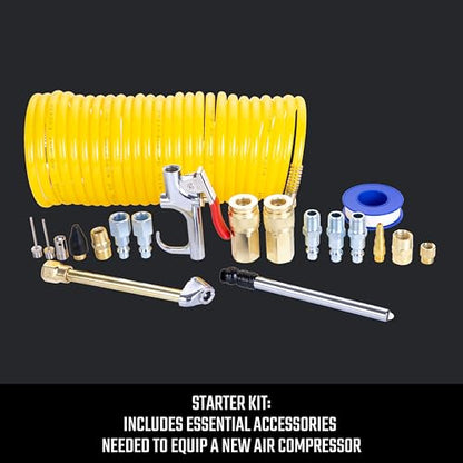 CRAFTSMAN 20-Piece Air Compressor Accessory Kit, Includes Recoil Hose, Tire Inflator, Blow Gun, Brass Quick-Connect Fittings, and More