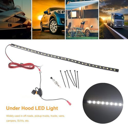 Under Hood LED Light Kit, Waterproof 12V 30LEDs Car LED Lights Bars Car Underhood Work Light Strip with Automatic On/Off -Universal Fits Any Vehicle (White, 52cm/20.47inch) - size: 52cm/20.47inch