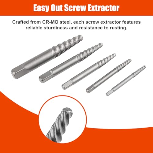 10-Piece Screw Extractor & Left-Hand Drill Bit Set, Easy Out Fastener Extractor Kit with Alloy Spiral Flutes - Premium Tool for Easily Removing Stripped, Broken & Rusty Screws, Bolts & Studs