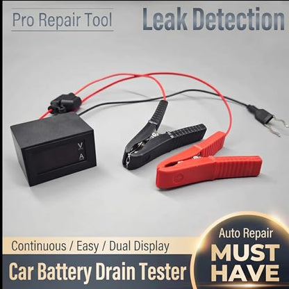 Automotive Parasitic Draw Tester, Car Battery Leakage Detector with Fuse Adapter, Safe No-Disconnect Current Leak Finder Diagnostic Tool for Vehicles, Trucks & SUVs