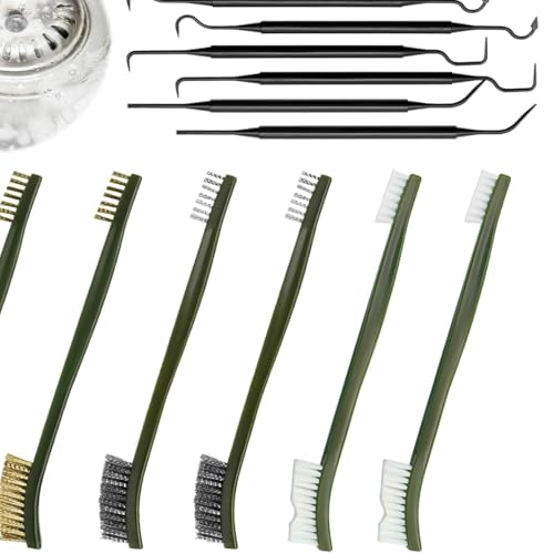 Throttle Body Cleaner Kit, 14 Pack Carburetor Cleaning Set, Torch Tip Carb Dirt Remove Cleaner Set for Lawnmower Motorcycle ATV Chainsaw Tools, Silver and Black