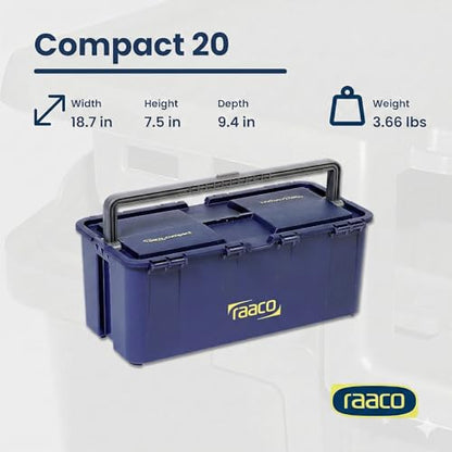 Raaco Tool Box with Removable Trays - 66 lb Load Capacity (Compact 20) | Durable Plastic Polypropylene (PP) Organizer with Handle, Stackable & Lockable, 66 lb Load Capacity (Compact 20) - accessory - style: Close