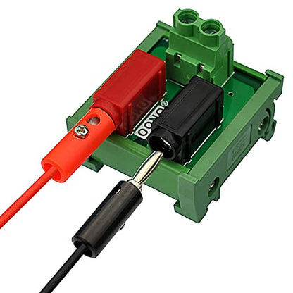Banana Jack Breakout Board Module (1x2 Positions, DIN Rail Mount) - size: 1x2 Positions, style: DIN Rail Mount
