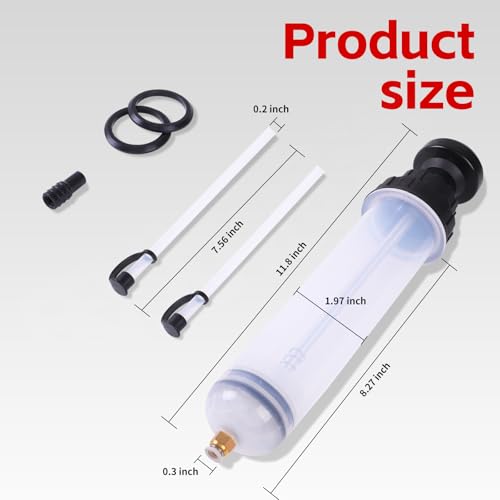 MaxWorks Manual Fluid Extraction and Transfer Pump 500cc 17oz Multi Purpose Syringe Suction Gun for Oil Brake Fluid Coolant and Gear Lube with Extension Hoses (51045) - size: 500cc