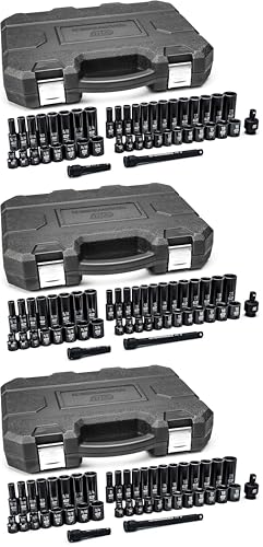 GEARWRENCH 44 Pc. 3/8" Drive 6 Point Standard & Deep Impact SAE/Metric Socket Set - 84916N (Pack of 3) - size: SAE/Metric (Pack of 3)