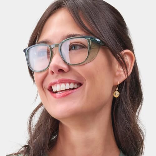 Stoggles Square Z87.1 Certified Polycarbonate Safety Glasses, Anti-Fog | Stylish, Protective, Blue-Light + UV Blocking, Top/Side Shields, Rx Ready, Unisex, Light, Scratch & Impact Resistant - color: Moss, size: Medium