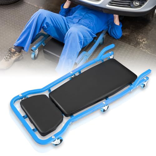 Mechanic Creeper, Low Profile Under Car Rolling Creeper with Padded Headrest and 3 Swivel Casters, 300Lbs Capacity, 42" L x 18" W, Blue
