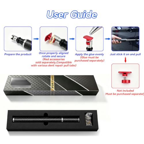 Slide Hammer Dent Puller Professional Dent Repair Tool | Lightweight Carbon Fiber Shell Stainless Steel Shaft Paintless Dent Repair Tool for Auto Car Hail Dent Removal