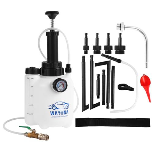 Wayona Transmission Fluid Transfer Pump 3L, 12 ATF Adapters, Manual Automotive Transmission Fill Pump Set Oil Filling Filler System Fluid Transfer Dispenser Tool Kit with Pressure Gauge and Scale
