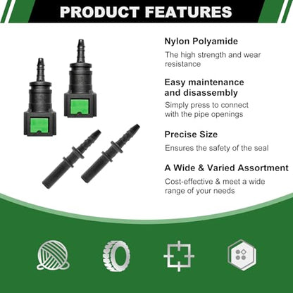 Fuel Line Repair Set, 4 Sets Fuel Line Hose Quick Release Connect Fittings Include Straight Pipe Connector SAE 6.3mm to ID 3mm - color: 4 Sets Fuel Line Quick Connect SAE 6.3mm to ID 3mm