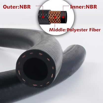 Fuel Line Hose Kit 10FT 3PCS With 30Pcs Clamps,3/8" 5/16" 1/4" ID High Performance 300PSI NBR Rubber for Automotive, Small Engines, ATV, Push Lock Reinforced - size: 10FT 3PCS