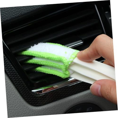 3pcs Double-Ended Car Air Vent Brush Set Mini Duster for Automotive Interior Cleaning Green Louver and Air Conditioner Cleaner Tool for Dashboard and Outlet Detailing