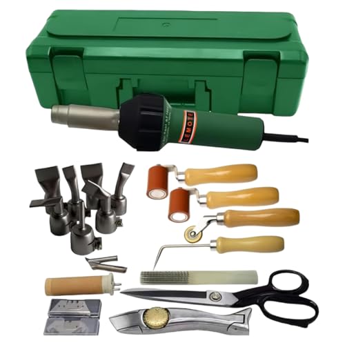 110V 1600W Professional PVC Roofing Welding Tools Heat Gun Kit Plastic Welder Hot Air Weld Gun with Roofing Seam Rollers Seam Tester Probe Weld Nozzle (110V Heat Gun Set) - size: 110V Heat Gun Set