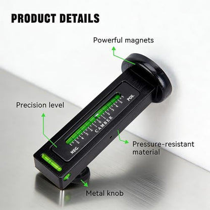 BARTOO Adjustable Aluminum Magnetic Camber Caster Pillar Gauge, Universal Wheel Alignment Tool for Cars Trucks RVs Tire Repair, Black - size: 1 Pack - Black