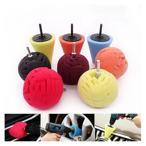 Car Polishing Pad Buffing Foam Sponge Cone Polisher Buffer Automotive Waxing Kit for Wheel Hub Headlight(Gray) - color: Gray