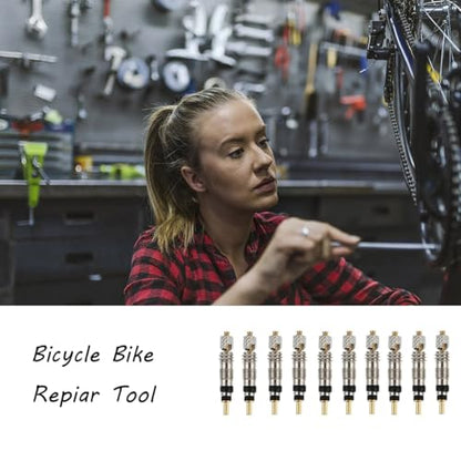 Presta Valve Core Kit Valve Stem Removal Tool Detachable Universal for Tubeless Road MTB Bike Bicycle Tires Repair 10pcs
