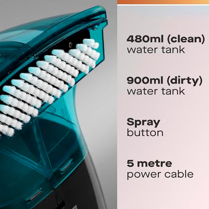 Hausmeister Hydroflex Carpet Cleaner Machine, Upholstery Cleaner Machine for Couch, Car Seats & Pet Stains, 500W Powerful Handheld Deep Cleaner with 3 Brush Heads (Machine + 0 solution) - size: Machine + 0 solution