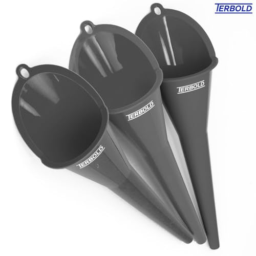 Oil Funnel 3-Pack - 11" Long Nesting Plastic Funnels | Funnels for Automotive Use, Oil Change, Gas, Car Transmission, Kitchen Use, Filling Small Bottles (Grey)