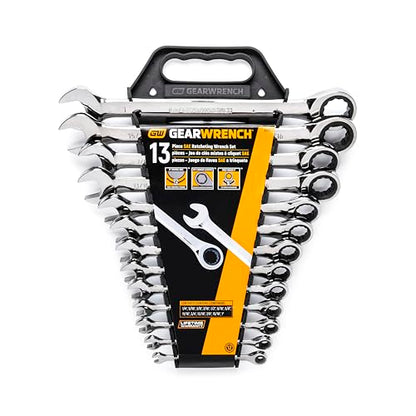 GEARWRENCH 13 Piece 12 Point Ratcheting Combination Wrench Set SAE | 9312 - size: One Size, style: 13 Piece SAE