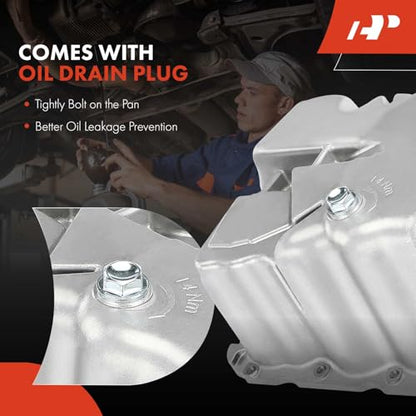 A-Premium Engine Oil Pan Sump with Drain Plug Compatible with Chevrolet Cruze 2011-2016, Sonic 2012-2020, Cruze Limited 2016, Trax 2013-2021 & Buick Encore 2013-2021, 1.4L, Replaces 25196122