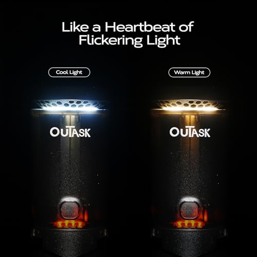 Outask Camping Light Telescopic, Collapsible Magnetic Camping Lantern with 12000mAh Battery, Telescoping IPX6/IPX7 Waterproof Flashlights, Camping Lamp for Emergency, Camping, Hiking - color: Black