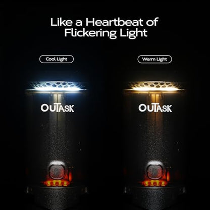 Outask Camping Light Telescopic, Collapsible Magnetic Camping Lantern with 12000mAh Battery, Telescoping IPX6/IPX7 Waterproof Flashlights, Camping Lamp for Emergency, Camping, Hiking - color: Black
