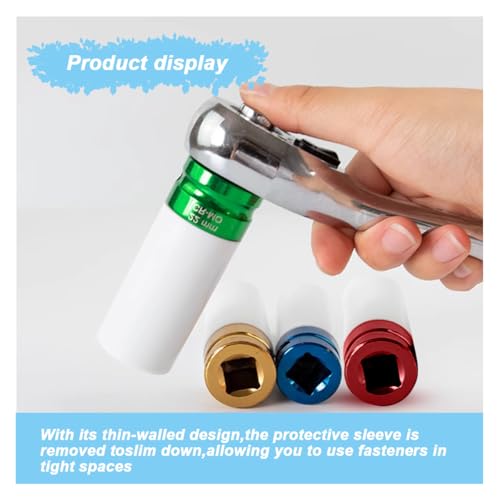 1/2" Drive 17 mm Lug Nut Impact Socket, CR-MO Thin Wall Deep Lug Nut Socket, Non-Marring Wheel Rim Protector Sleeve, Auto Tire Repair Maintenance Accessories (17MM) - size: 17MM
