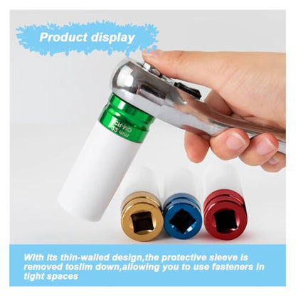 1/2" Drive 17 mm Lug Nut Impact Socket, CR-MO Thin Wall Deep Lug Nut Socket, Non-Marring Wheel Rim Protector Sleeve, Auto Tire Repair Maintenance Accessories (17MM) - size: 17MM