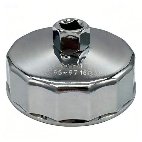 86-87mm Oil Filter Wrench, 16 Flute Wrench & 1/2Inch Square Oil Filter Cap Wrench Removal Tool Socket - size: 87mm 16 Flute