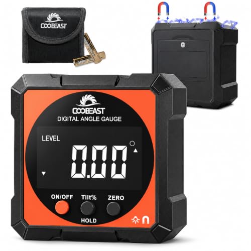 Digital Angle Finder Magnetic Base Compact Digital Level Protractor Black | Angle Gauge with Backlight Compact Angle Measuring Tool Inclinometer for Woodworking Construction Table Saw gift for Men - color: Black