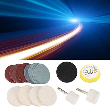Glass Polishing Kit Cerium Oxide Powder 230g for Car Windshield Scratch Removal 7 Piece Drill Attachment Set with Wool Felt Polishing Wheel Disc Sandpaper 150 to 7000 Grit