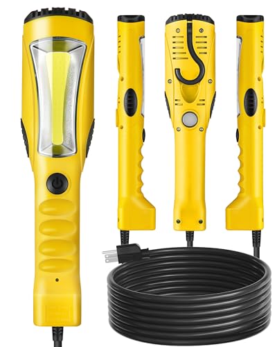 18W LED Work Light, 25FT 2000LM COB LED Light, Handheld Underhood Trouble Light with Cord 16 Gauge SJTW, Swivel Hook, for Garage, Workshop, Car Repair Scene, ETL Listed, Yellow Y04WL06 - color: Yellow, size: 25 ft