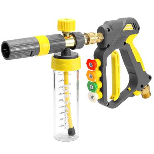 PWACCS Pressure Washer Foam Cannon Pro, Small No-Dilution Foam Gun 200 ML | Power Washer Soap Foam Blaster With Short Gun, 4 Spray Nozzles, For Car Wash - size: 200 ML