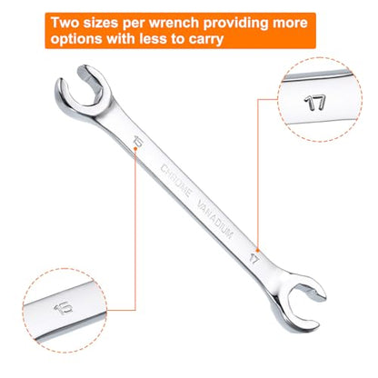 HARFINGTON Flare Nut Metric Wrench 15mm x 17mm CR-V Mirror Polished Chrome Plating Metric Wrench for DIY Hand-making Automotive Repairs and Household Maintenance - size: 15mm x 17mm