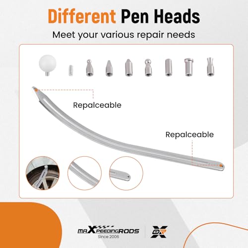 maXpeedingrods Car Dent Repair Kit, Paintless Car Dent Removal Tool, Car Dent Puller, Curved Rod Crowbar, Big Size Dent Rods, Car Front Fender Dings Remover - size: 13 PCS