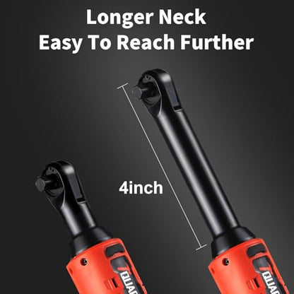 3/8" Cordless Electric Ratchet Wrench Set, 18V Power Ratchet Tool Kit With 2 Packs 2000mAh Battery And Charger, 45 FT-LBS Battery Powered Extended Wrench with LED Lights - size: 18 V Extended New