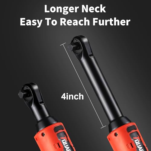 3/8" Cordless Electric Ratchet Wrench Set, 18V Power Ratchet Tool Kit With 2 Packs 2000mAh Battery And Charger, 45 FT-LBS Battery Powered Extended Wrench with LED Lights - size: 18 V Extended New