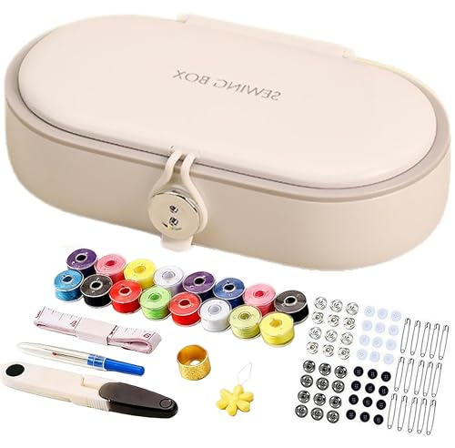 FKOG Sewing Project Kit, 135 Pcs Family Sewing Supplies Repair Kit Traveler Sewing Kit Sewing Thread Accessories DIY Sewing Supplies Organizer (White Grey) - style: White Grey