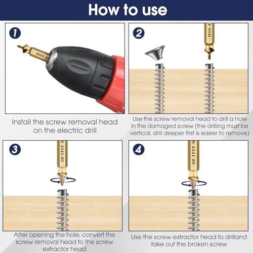 6Pcs Screw Extractor Set – Bolt Remover for Stripped & Rusty Screws | HSS 4341 Steel, 63 HRC Hardness, Fits 3-12mm, Easy 2-Step Use, Durable Case Included, for Mechanics & DIY, Gold - color: Gold