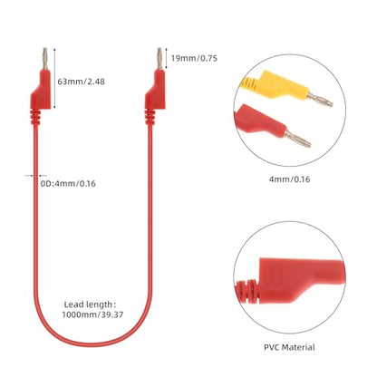 30Pcs Banana Plug Silicone Test Leads Kit, 4mm Stackable Banana Plug with Threading Probe, Alligator Clips, Probe Holder, Connection Hose, Automotive Test Leads for Multimeter