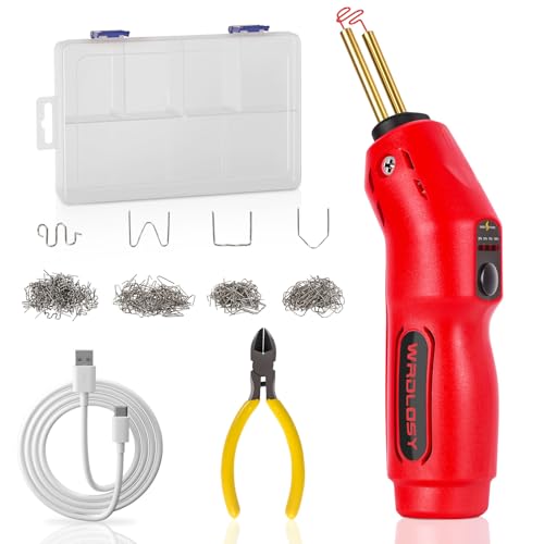 Cordless Plastic Welder, 2600mAh Battery & 3S Rapid Heat to 1380°F, USB-C Rechargeable Hot Stapler Kit with 400PCS Stainless Steel Staples & LED Light for Car Bumper, Kayak, Household Plastic Repair