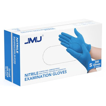 JMU Blue Disposable Nitrile Exam Gloves, Small, 200 Count 3.5mil Powder-Free Latex-Free Medical Gloves - size: Small