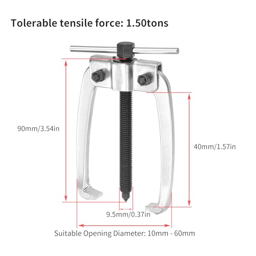 2 Jaw Puller 2.25in/60mm Universal Bearing Gear Pullers | Heavy Duty Extractor Tool, High Carbon Steel Puller, Adjuestable Pulley Removal Tool for Bearings/Flywheels/Pulleys Remove - size: Micro 2Jaw 0.4-2.25 In