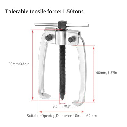 2 Jaw Puller 2.25in/60mm Universal Bearing Gear Pullers | Heavy Duty Extractor Tool, High Carbon Steel Puller, Adjuestable Pulley Removal Tool for Bearings/Flywheels/Pulleys Remove - size: Micro 2Jaw 0.4-2.25 In