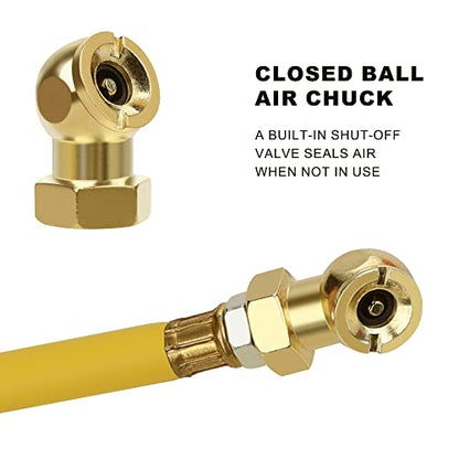 Hromee 8 Pieces Air Chuck Set with Dual Head Tire Chuck, Closed Ball Air Chuck and 1/4 Inch Male Air Plug, Heavy Duty Air Compressor Tire Inflation Tool