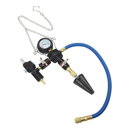 Coolant Refill Tool Kit with 90 PSI Gauge, Vacuum Pressure Tester, Flexible Hose & Tapered Adapter, Universal Fit for Cars Trucks SUVs